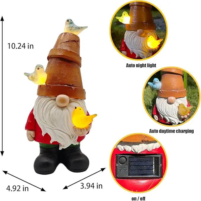Solar Garden Figurine, Cute Resin Gnome Sculpture, Garden Statues Outdoor Decor, Funny Gnome Gift Sculpture Decoration for Home Patio Yard Lawn Porch Ornament by GreenHaven Gardens