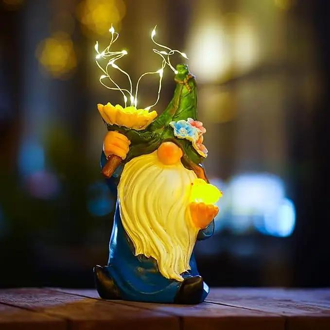 Outdoor Garden Gnomes Statue: Solar Garden Decor with LED Light Patio Yard Lawn Decoration Valentine's Day Gifts for Women by GreenHaven Gardens