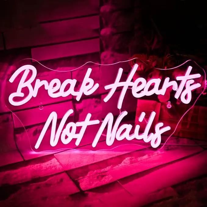 Break Heart Not Nails Neon Sign for Wall Decor,Neon Light Pink LED Neon Light for Bedroom Nails Salon Beauty Room Shop Decoration Gift by GreenHaven Gardens