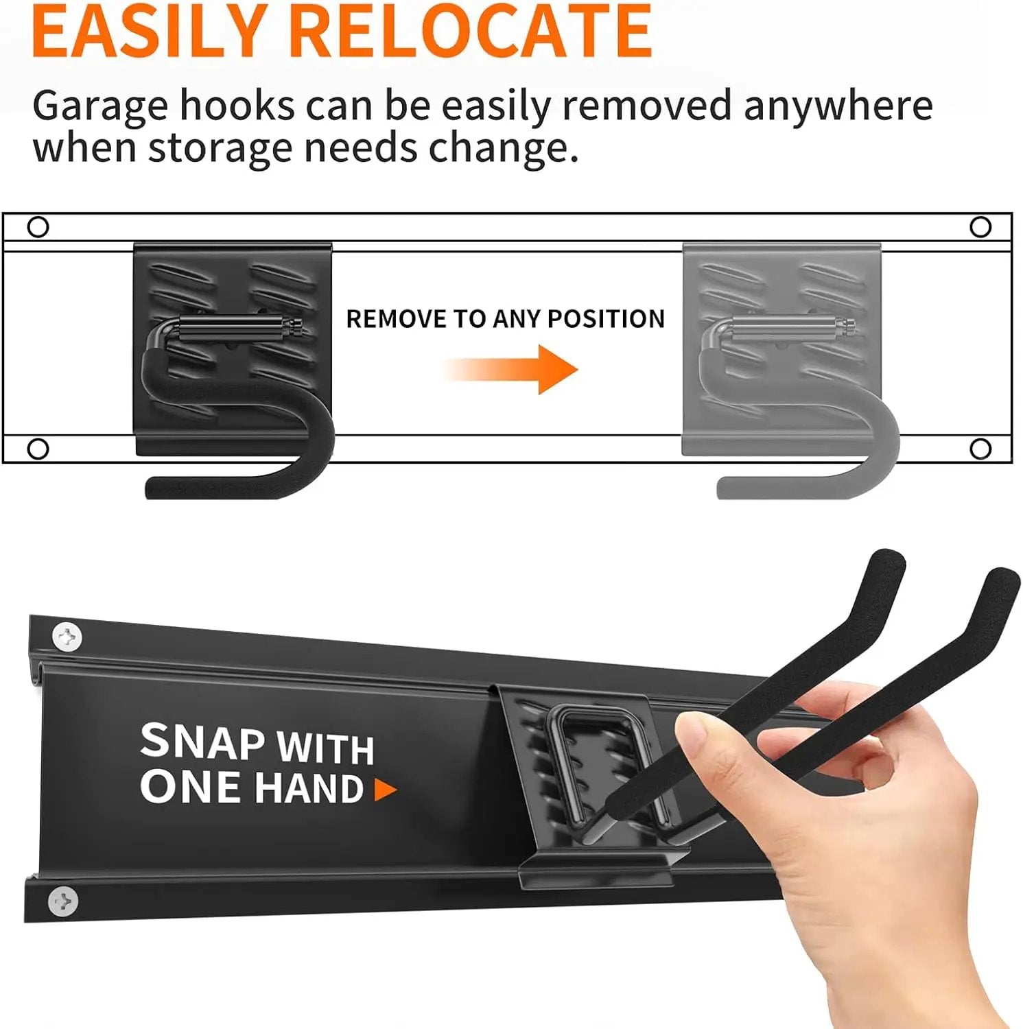 Garage Tool Organizer Wall Mount 11 PCS Garden Tool Organizer Adjustable Garage Organizers with 8 Heavy Duty Hooks, Max Load 500lbs Garage Storage for Yard Garden Tools, Shovels, Trimmers, Hoses by GreenHaven Gardens