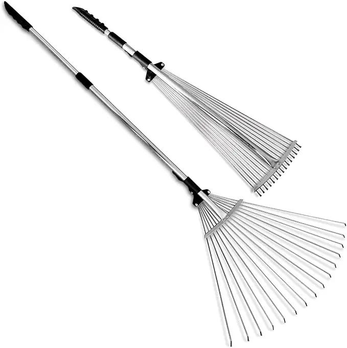 TABOR TOOLS Adjustable Metal Rake - Collapsible & Telescopic - Garden, Yard, & Lawn - Ideal for Leaves, Shrubs & Small Areas. J16A by GreenHaven Gardens