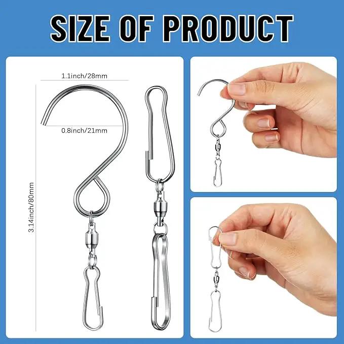 Wind Spinner Swivel Hooks 360 Degree Dual Spinning Windsock Chime Supplies Hanger Swivels Clip Hanging Hooks with Storage Box for Wind Spinners Supply, 2 Styles (Metal Color,20 Pieces) by GreenHaven Gardens