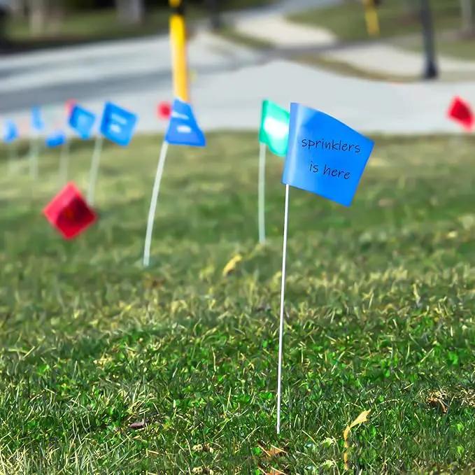 Zozen 100Pack Blue Marking Flags, Writable/15x4x5 Inch, Yard Flags for Lawn & Irrigation & Landscape & Sprinkler & Survey & Dog Training. by GreenHaven Gardens