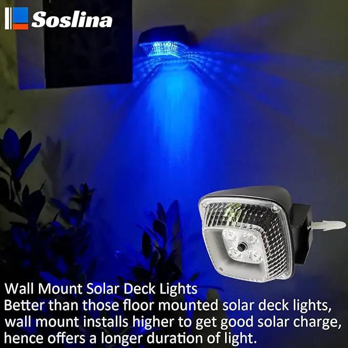 4 Pack Solar Step Lights Outdoor Waterproof, Solar Wall Lights Outdoor, Last All Night, Solar Fence Lights for Fence Garden Step Yard Decking Patio (Blue) by GreenHaven Gardens