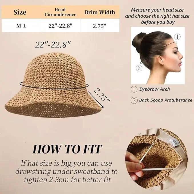 Floppy Big Beach Straw Hats for Women Foldable Summer Wide Brim Packable Sun Hat Womens Travel Straw Fedora Hat by GreenHaven Gardens