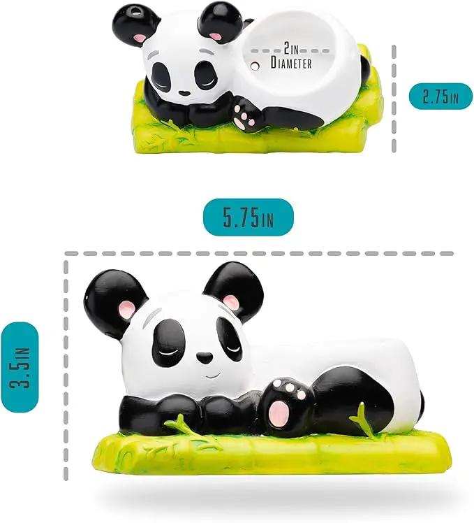Panda Hanging Planter, Succulent Pot with Drainage, 6 ft Natural Fiber Cord, Ceramic Bear Animal Holder for Cacti & Small Plants, Decorative Panda Gift Decor for Women Men by GreenHaven Gardens