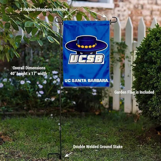 College Flags & Banners Co. UC Santa Barbara Gauchos Garden Flag with Stand Holder by GreenHaven Gardens