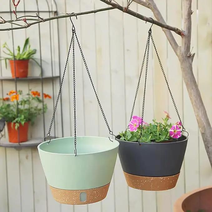 ZMTECH Hanging Planters for Indoor Plants Set of 2 Self Watering Hanging Pots Hanging Baskets Hanging Flower Pots for Outdoor Hanging Plants(8 Inch, Gray) by GreenHaven Gardens