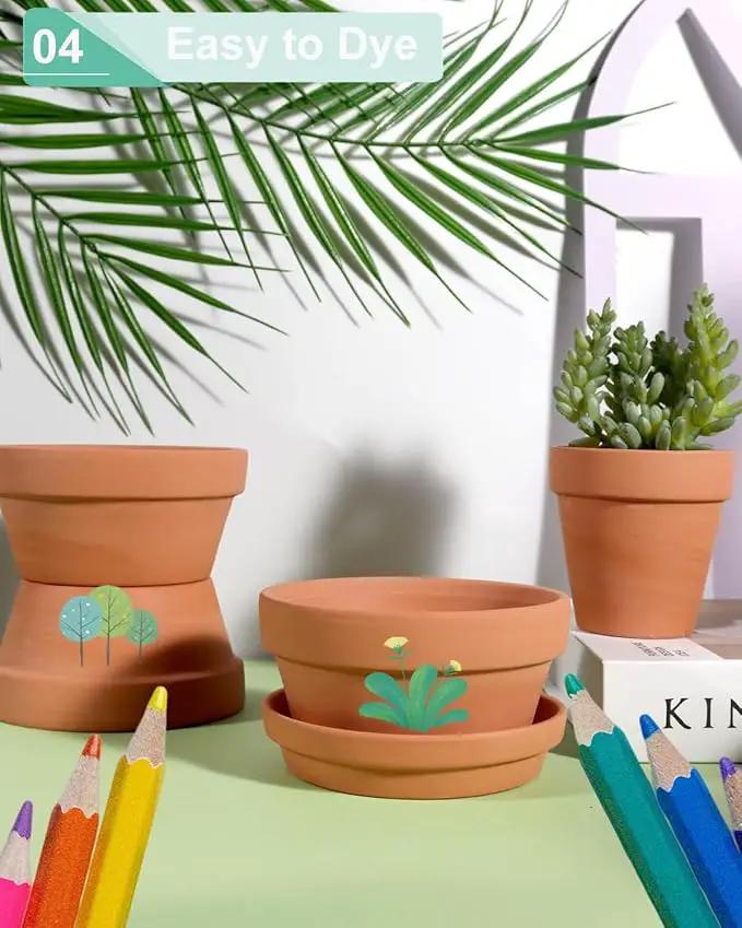 vensovo 4.5 Inch Terracotta Shallow Succulent Pots - 6 Pack Terra Cotta Clay Pot with Saucer, Cacuts Indoor and Outdoor Planters with Drainage Hole by GreenHaven Gardens