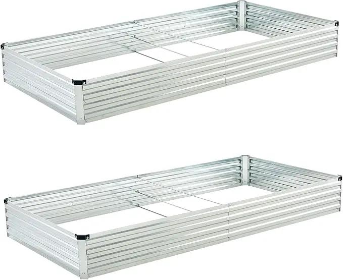 8x4x1ft(2 Pack) Galvanized Raised Garden Bed,Outdoor Planter Box Metal Patio Kit Planting Bed for Vegetables Flowers and Succulents,Silver by GreenHaven Gardens