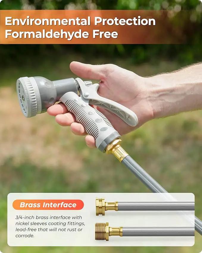 Ayleid Retractable Garden Hose Reel,1/2 in x 100 ft Wall Mounted Hose Reel, with 9- Function Sprayer Nozzle, Any Length Lock/Slow Return System/Wall Mounted/180°Swivel Bracket (Grey) by GreenHaven Gardens