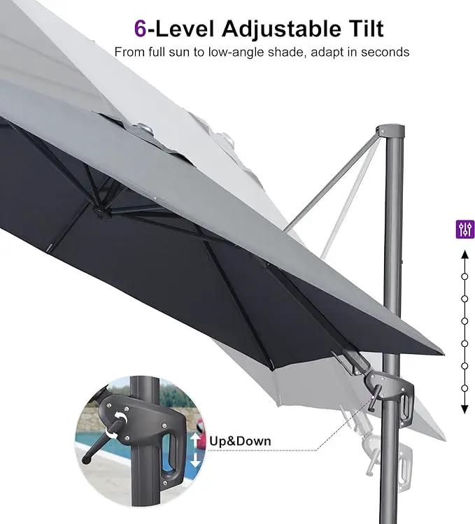 PURPLE LEAF 9' X 12' Left-right Tilting Outdoor Patio Umbrella Swivel Offset Cantilever Heavy Duty Rectangle Aluminum Umbrella with UV Resistant for Deck Pool Patio Backyard, Graphite Grey by GreenHaven Gardens