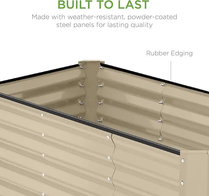 Best Choice Products 4x2x2ft Outdoor Metal Raised Garden Bed, Deep Root Planter Box for Vegetables, Flowers, Herbs, and Succulents w/ 119 Gallon Capacity - Beige by GreenHaven Gardens