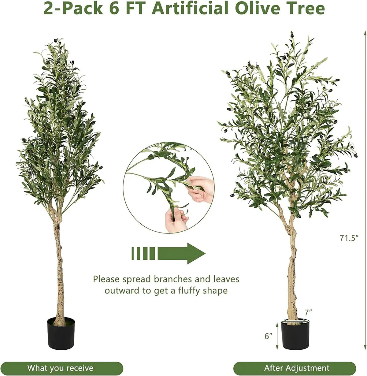 6 Feet Artificial Olive Tree in Cement Pot, photo 4 of 9