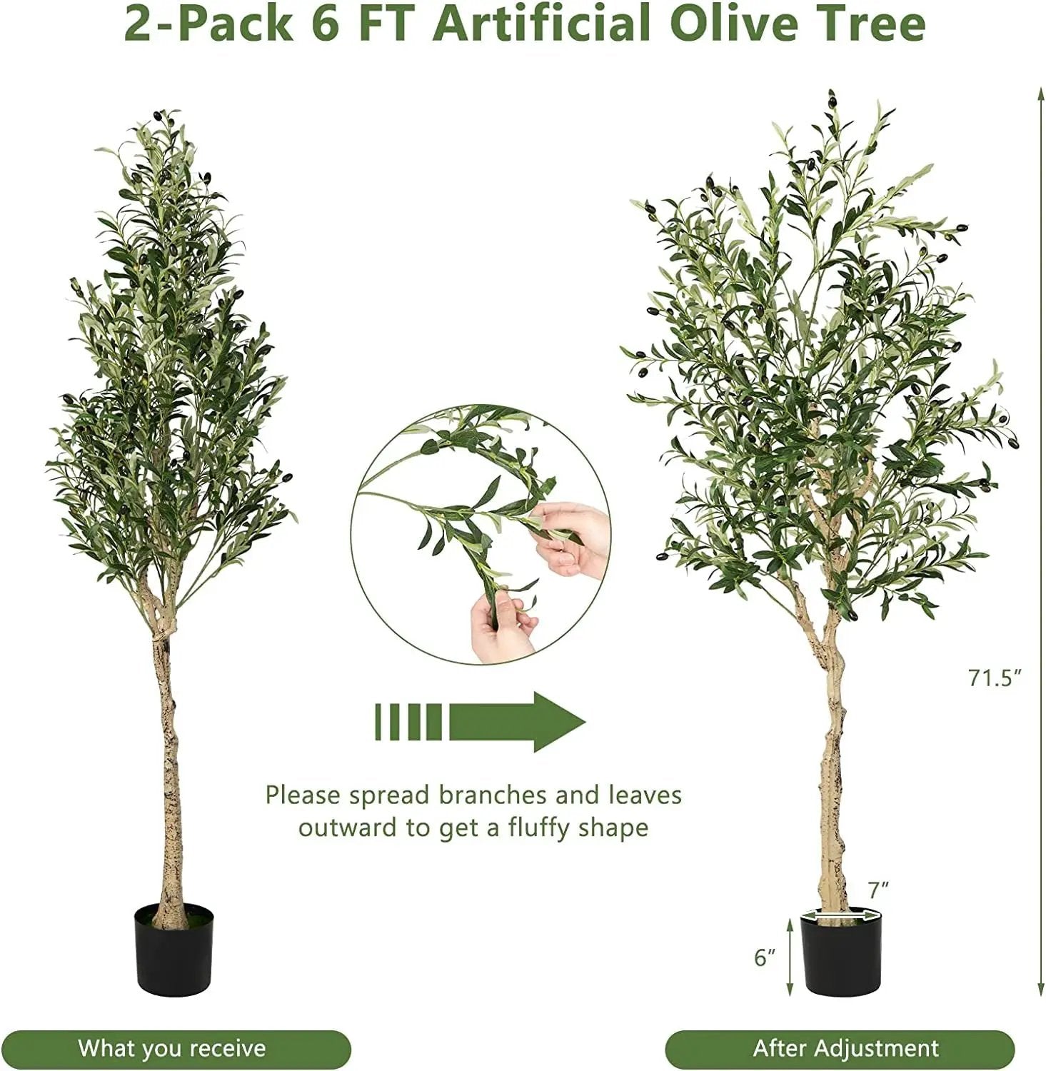 6 Feet Artificial Olive Tree in Cement Pot by DirectDeals