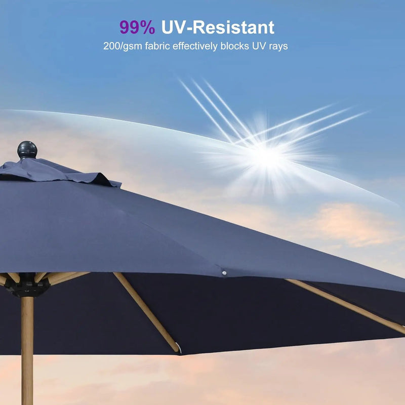 PURPLE LEAF 11 Feet Patio Umbrella with Base Outdoor Umbrella Round Market Umbrella with Crank & 8 Ribs Commercial Aluminum Table Umbrella for Outdoor Garden, Navy Blue by GreenHaven Gardens