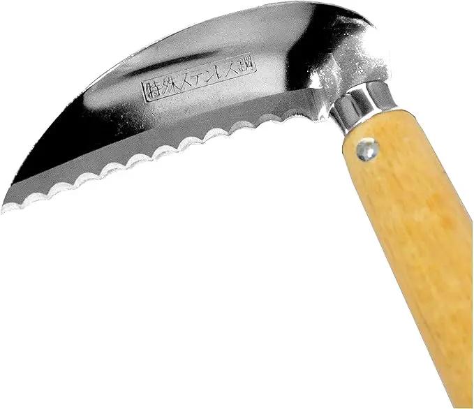 Garden Hoe Long Handle 42-3/4" Heavy Duty Japanese Stainless Steel, Made in JAPAN, Weeding Sickle Tool, Stand Up Weeder Hand Tool by GreenHaven Gardens