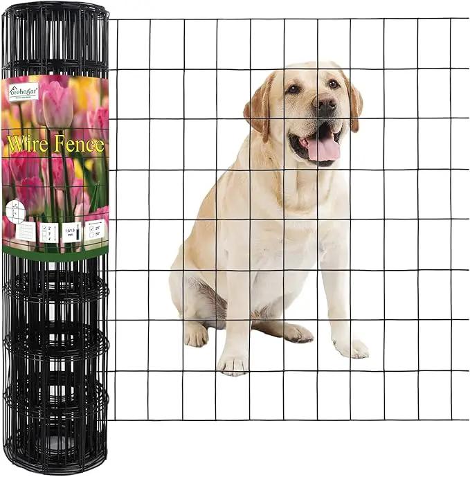 Black PVC Coated Welded Wire Fence 24 Inch x 25 Foot, 2 Inch x 3 Inch 16GA, Garden Border Fencing Roll Vinyl Coating Metal Wire Mesh for Yard Vegetable Plant Protection Poultry Netting by GreenHaven Gardens