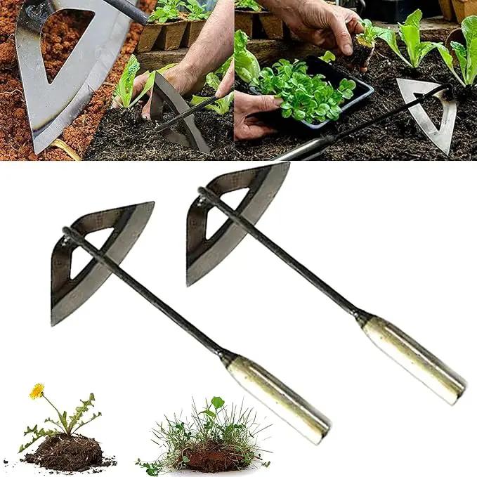 Garden Tools Hollow Hoe, All-Steel Hardened Hollow Hoe, Sharp Garden Edger Weeder, Durable Gardening Hoe Hand Tool Weed Puller Accessories for Backyard Weeding, Soil Loosening, Farm Planting (2PCS) by GreenHaven Gardens