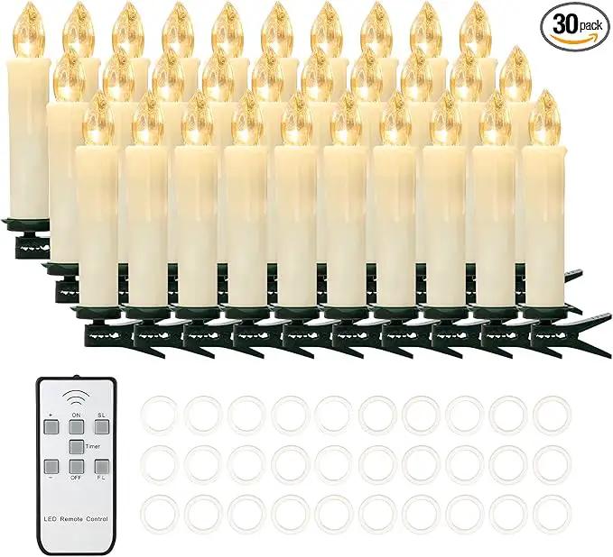 30 PCS Flameless LED Taper Candles Battery Operated Christmas Tree Candle Lights Electric Fake Candles with Remote Timer Perfect for Holiday Home Garden Wedding Parties Decor (30 PCS,Ivory) by GreenHaven Gardens