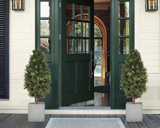 3FT Artificial Boxwood Bush Topiary Tree UV Resistance Rated with Spike. Easy to Push in The Ground.Plant Looks Great in a Planter Anywhere. Indoor/Outdoor Decor 2 Pack by GreenHaven Gardens