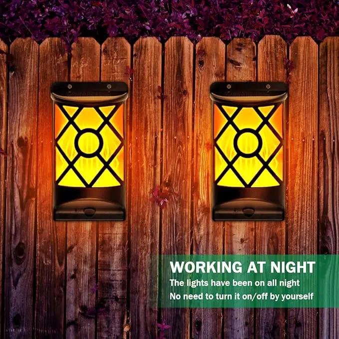 Solar Flame Lights Outdoor, Realistic 3D Flickering Flames with 66 Ultra-Bright LEDs - Waterproof Wall Mount Lanterns for Deck, Fence, Patio, Garden, Auto On/Off (4-Pack Value Set) by GreenHaven Gardens