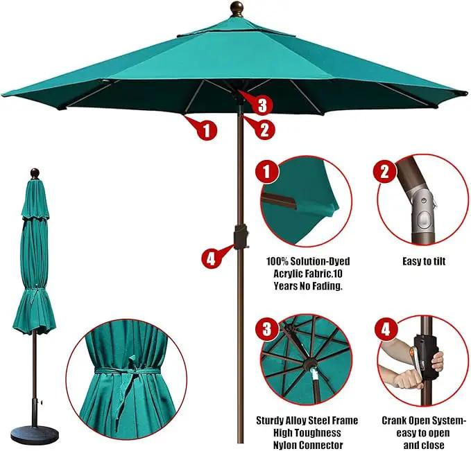 EliteShade USA 10-Year-Non-Fading 10Ft Market Umbrella Patio Umbrella Outdoor Table Umbrella with Ventilation, Teal by GreenHaven Gardens