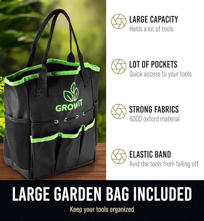 GROWIT Heavy Duty Gardening Tools - 22-Piece Gardening Gifts for Women, Mom, Men - Durable, Ergonomic Garden Tool Set by GreenHaven Gardens