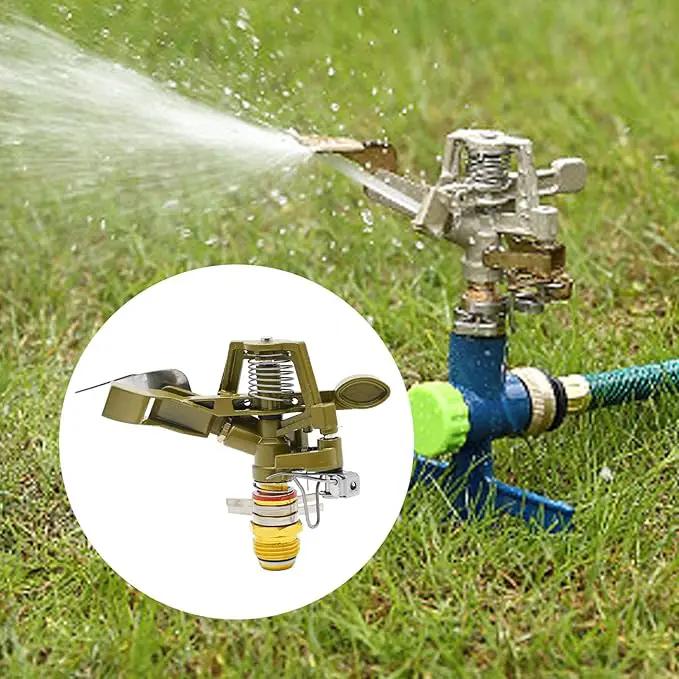 1/2 Inch Brass Impact Sprinkler with Nozzles Adjustable 0-360 Degree Coverage Pattern Heavy Duty Lawn Sprinkler Head for Yard Lawn Grass Patio Garden Irrigation (1Pcs) by GreenHaven Gardens
