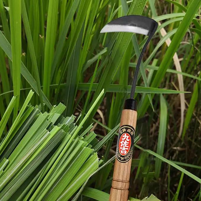 Kana Hoe 217 Japanese Garden Tool - Hand Hoe/Sickle is Perfect for Weeding and Cultivating,Solid Wood Handle for Gardening Tools by GreenHaven Gardens