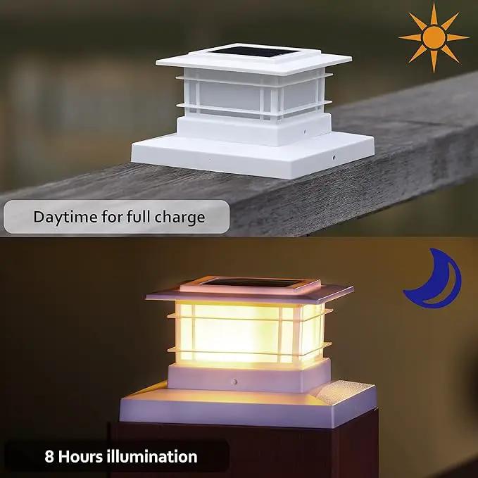 Dynaming 6 Pack Solar Post Lights Outdoor, Solar Powered White Shell Fence Post Cap Lights, High Brightness Warm White LED Lighting for Garden Deck Patio, Fit 4x4, 5x5 or 6x6 Vinyl/Wooden Posts by GreenHaven Gardens