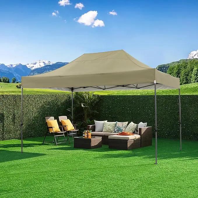 COBIZI 10x15 Heavy Duty Pop up Canopy Tent with 4 sidewalls Commercial Outdoor Canopy Wedding Party Tents for Wedding All Season Wind & Waterproof Gazebo with Carry Bag, Khaki(Frame Thickened) by GreenHaven Gardens