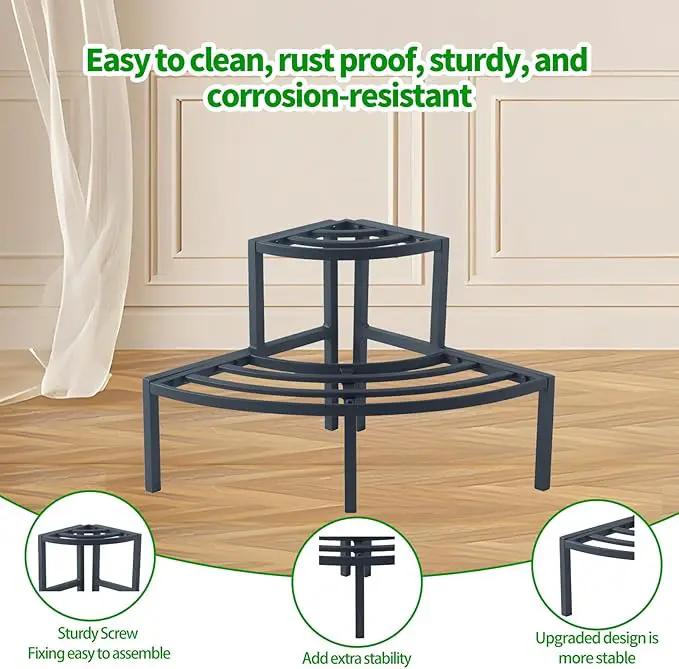 Aluminum 2-Tier Plant Stand Lightweight, Sturdy, and Rust-Free Corner Shelf Ladder Rack Perfect for Indoor and Outdoor Greenery Display by GreenHaven Gardens