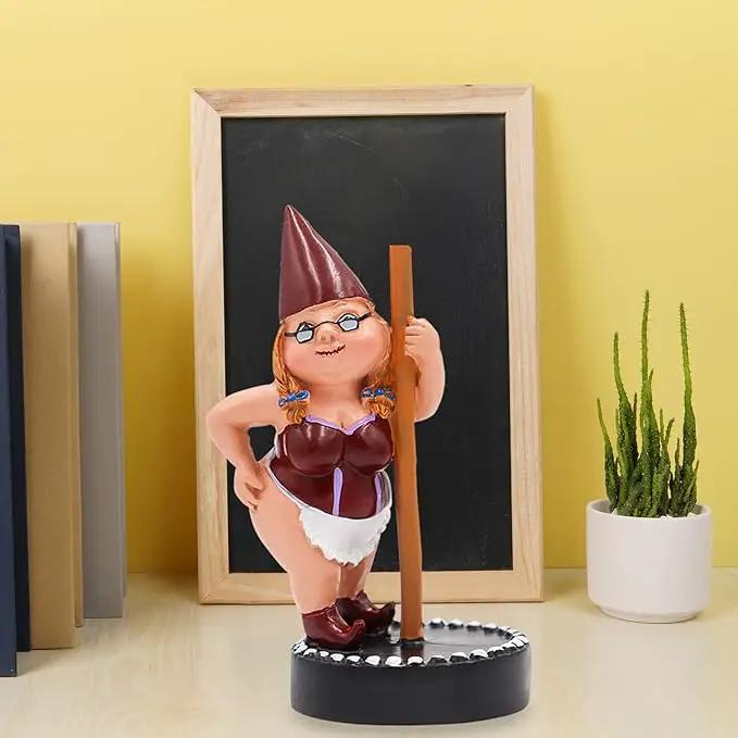 Pole Dancing Gnome Statue, Resin Garden Gnome Statues, Funny Outdoor Gnome Figure, Creative Garden Spring Decoration, Pole Dance Garden Gnome, Spring Garden Statue, Dancing Lady Gnome Statue (Red) by GreenHaven Gardens