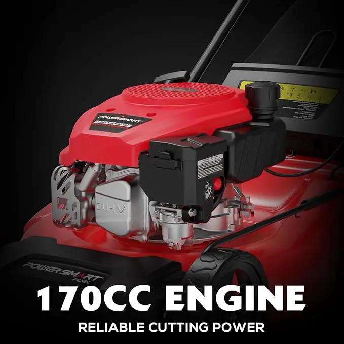 PowerSmart Self Propelled Gas Lawn Mower, 21-Inch with 170cc 4-Cycle OHV Engine 2-in-1 Rear-Wheel Drive Lawnmower with Bagging by GreenHaven Gardens