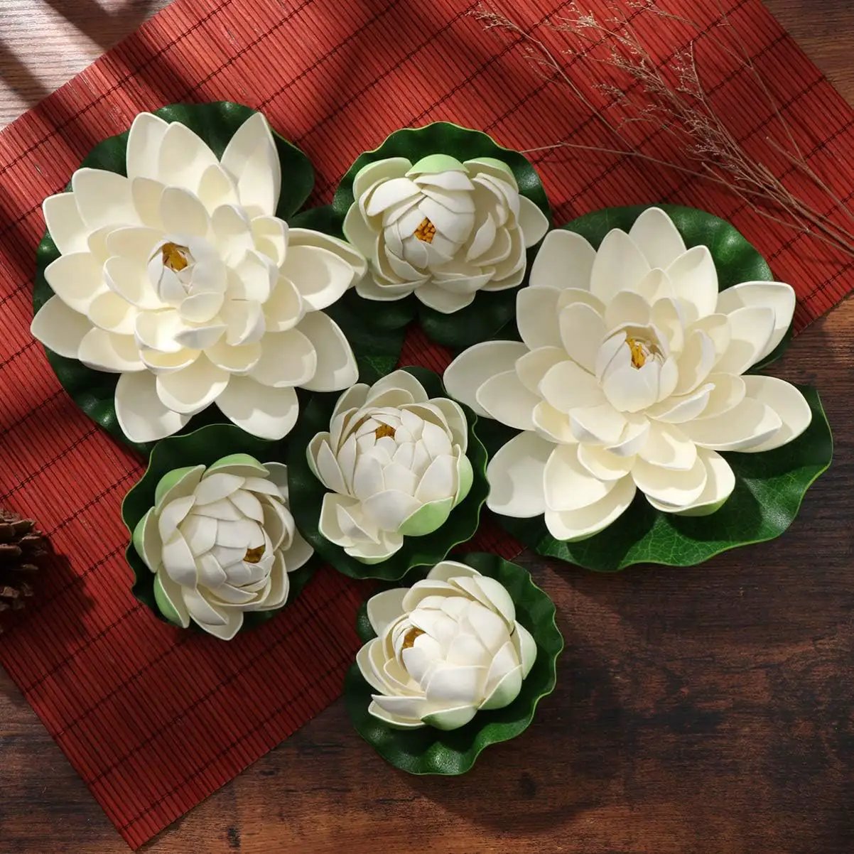 Healifty Artificial Floating Foam Lotus, Simulation Water Plants Ornament Lily Pad for Patio Pond Pool Aquarium Decor 6pcs by GreenHaven Gardens
