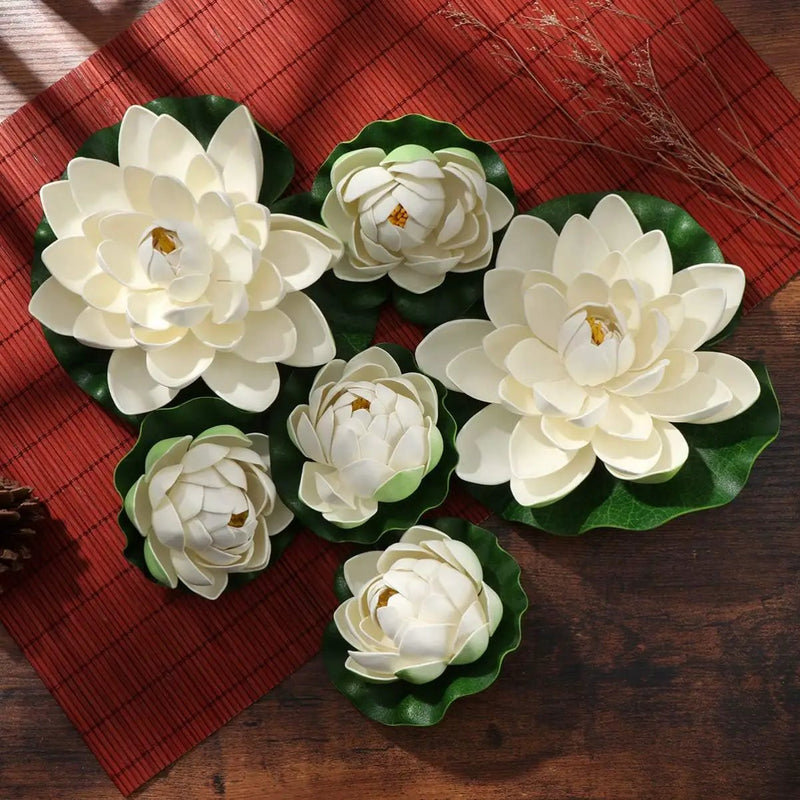 Healifty Artificial Floating Foam Lotus, Simulation Water Plants Ornament Lily Pad for Patio Pond Pool Aquarium Decor 6pcs by GreenHaven Gardens
