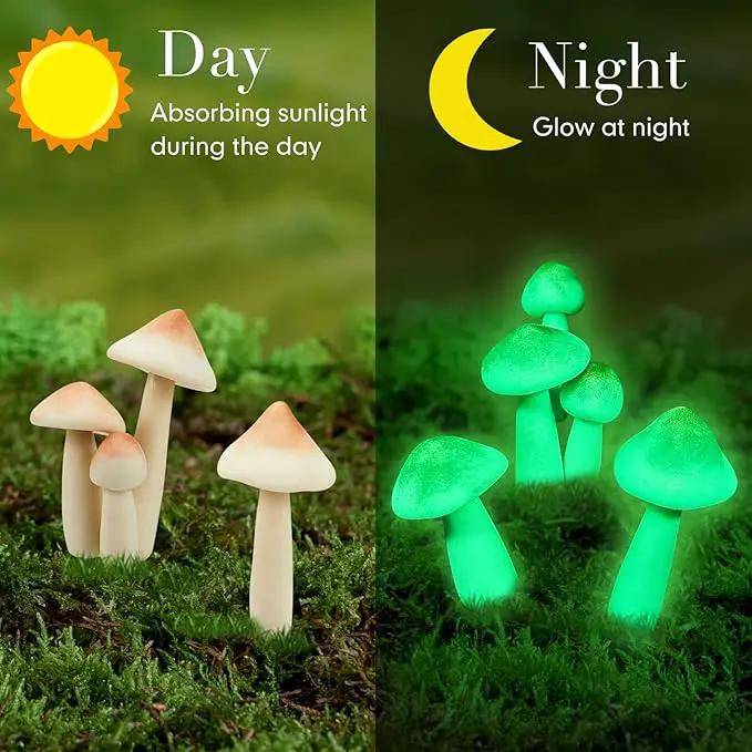 Taiyin 20 Pcs Luminous Mushroom Miniature Garden Mushrooms Outdoor Decor Waterproof Glow in The Dark Yard Decor for Fairy Outdoor Garden Micro Landscape Christmas Tree Decor by GreenHaven Gardens
