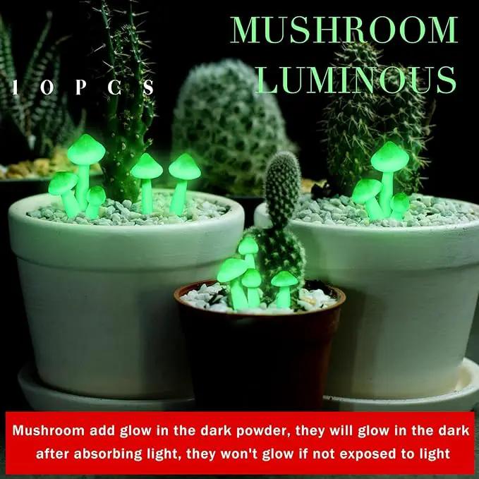 Taiyin 5 Pcs Luminous Mushroom Miniature Garden Mushrooms Outdoor Decor Waterproof Glow in The Dark Yard Decor for Fairy Outdoor Garden Micro Landscape Christmas Tree Decor by GreenHaven Gardens