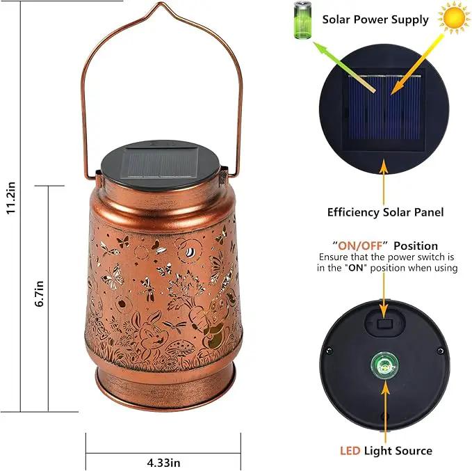 Solar Rabbit Lanterns Outdoor Hanging Decor Lantern,Waterproof Hollow Out Metal Dragonfly Decorative Garden Light,Graceful Decoration for Patio,Yard,Landscape,Walkway,Festival by GreenHaven Gardens