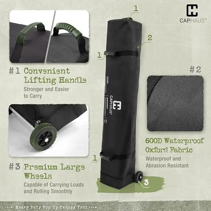 CAPHAUS 12ft x 12ft Patented One-Push Pop Up Outdoor Canopy Tent, Heavy-Duty Commercial Grade w/Central Lock, Portable and Instant Folding Shelter with Wheeled Carry Bag and Weight Bag, Dark Grey by GreenHaven Gardens