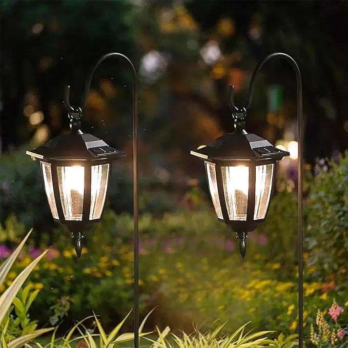 Dynaming 2 Pack Solar Hanging Lights Outdoor, Solar Powered Garden Decorative Lanterns with 2 x 38 Inch Shepherd Hooks, Waterproof Landscape Lighting for Lawn Patio Yard Pathway Driveway, Warm White by GreenHaven Gardens