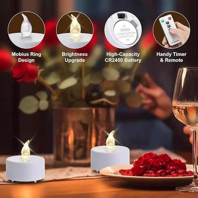 Tea Light Candles with Remote Control,24pack Flickering Flameless LED Candle,Long Lasting 400+Hours,Battery Operated with Timer for Home Decoration Seasonal &Festival Celebration WarmWhite by GreenHaven Gardens