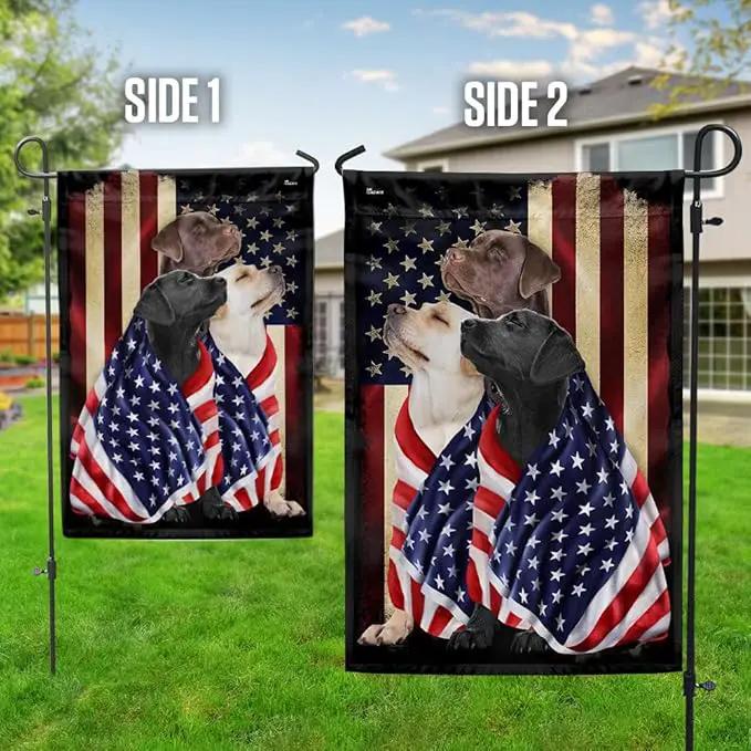 FLAGWIX Three Labrador Retriever Flag - Outdoor Labrador Decorations, Garden Flag (11.5" x 17.5"), Heavy-duty Canvas Labrador Flag Double Sided Garden Décor by GreenHaven Gardens