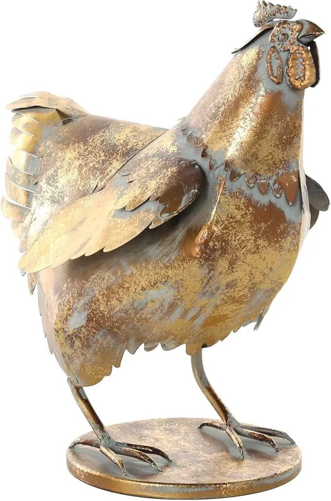 Deco 79 Metal Chicken Decorative Garden Sculpture Patina Garden Statue, Outdoor Sculpture 8" x 13" x 13", Bronze by GreenHaven Gardens