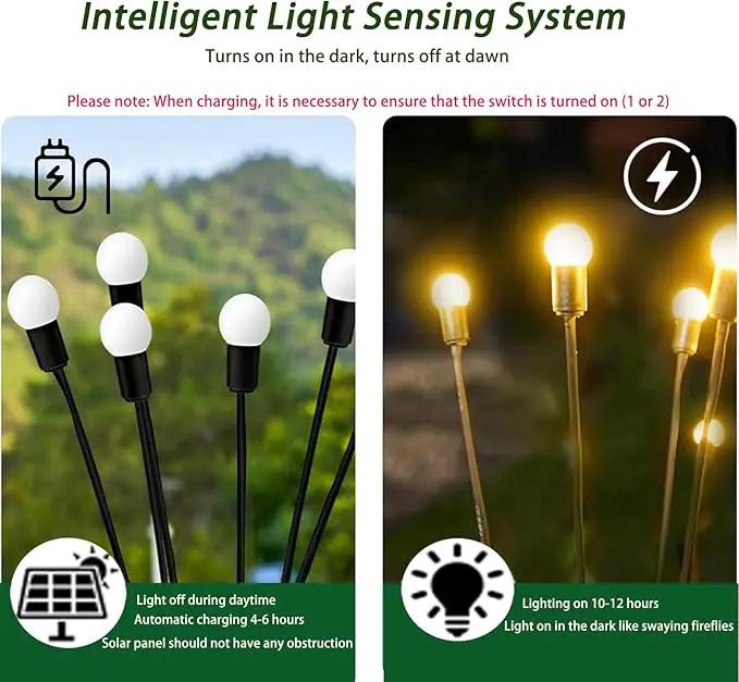 Solar Garden Lights - 6 Pack 60 LED, Waterproof Outdoor Decor for Yard, Patio & Garden (Warm White) by GreenHaven Gardens