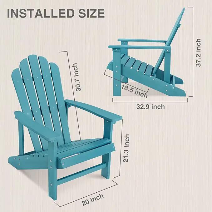 Psilvam Classic Adirondack Chair, Standard-Sized Poly Lumber Fire Pit Chair, 350Lbs Support Weather Resistant Patio Chairs for Garden, Party, Beach(Blue) by GreenHaven Gardens
