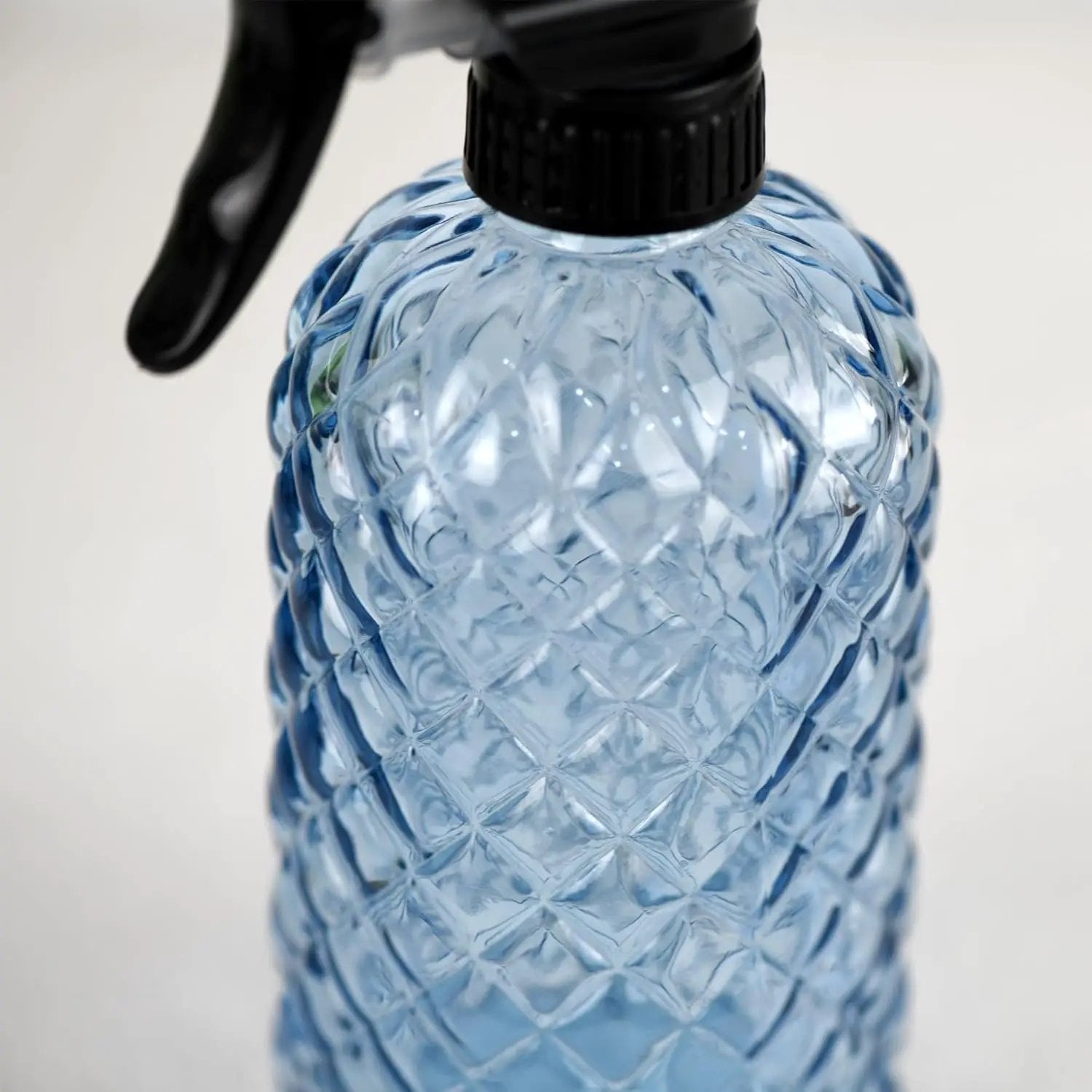 12Oz Glass Plant Spray Bottle, Gem Pattern Glass Sprayer, Watering Can with Black Plastic Top Pump, Handheld Watering Can for Indoor Outdoor Potted Plants and Greenery (Blue) by GreenHaven Gardens