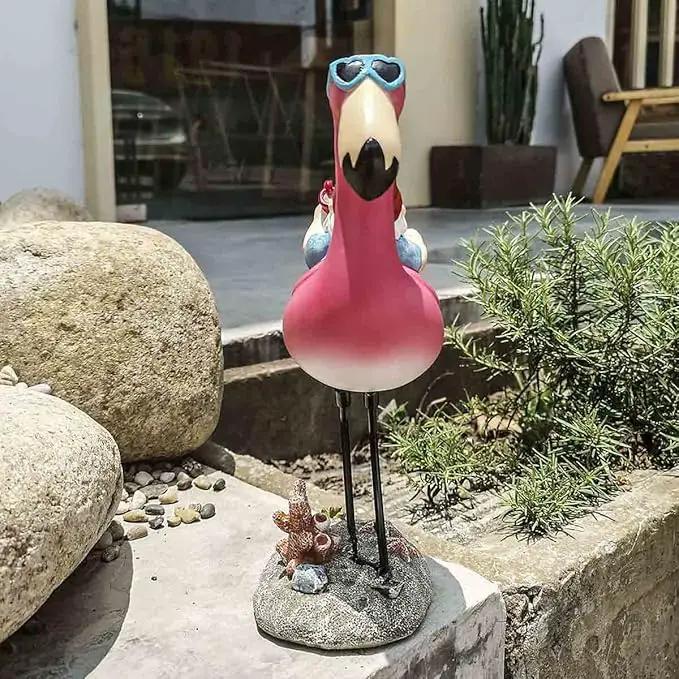 Gnome Garden Statue Funny Gnome Reclining on Flamingo Figurines, Resin Garden Gnomes Fall Decorations Outdoor for Patio Yard Lawn Porch, Ornament Gift by GreenHaven Gardens