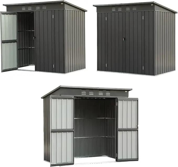Domi Outdoor Storage Shed 6' x 4', Metal Waterproof Tool Shed Utility Storage House with Double Lockable Doors & Air Vent for Backyard Garden Lawn Patio by GreenHaven Gardens